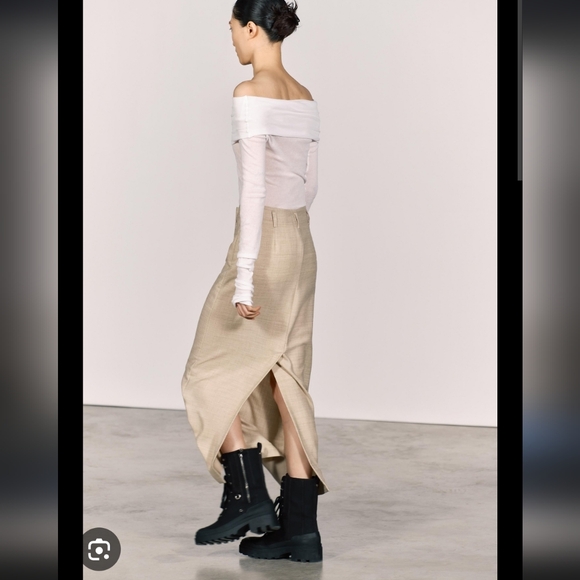 Zara Cream Wool Blend Blazer Skirt Set - Picture 3 of 4